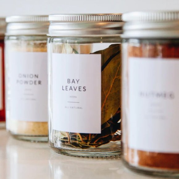 🆕 146 MINIMALIST SPICE JAR LABELS SET - Waterproof Labels ~ White w/ Black Font - Picture 11 of 13